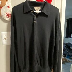 Men's Black Collared Knit Sweater